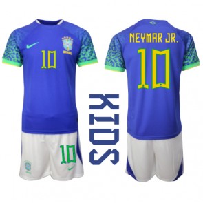 Brasilien Neymar Jr #10 babykläder Bortatröja barn VM 2022 Korta ärmar (+ Korta byxor)